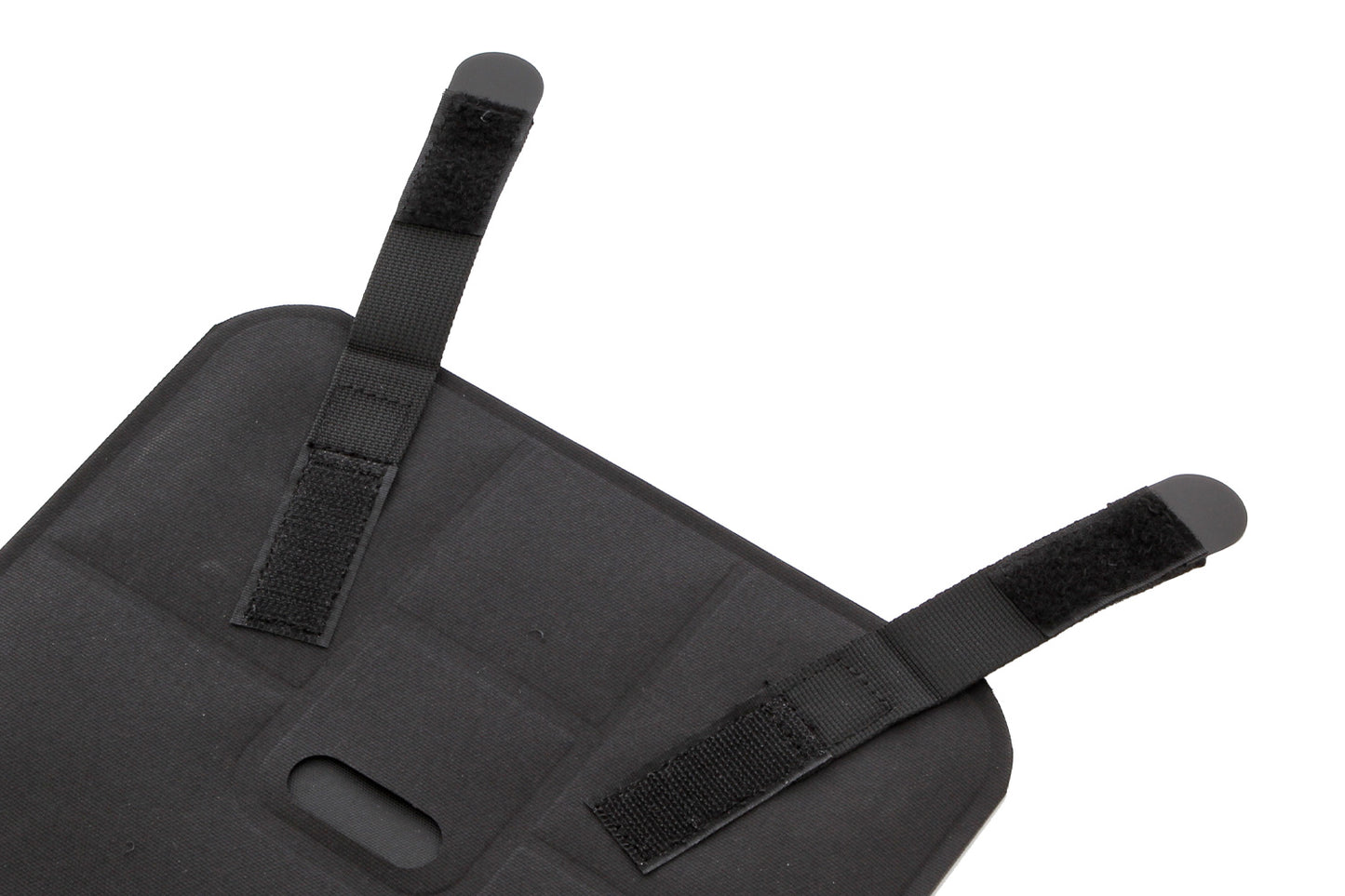 Black carrying case with straps on a white background