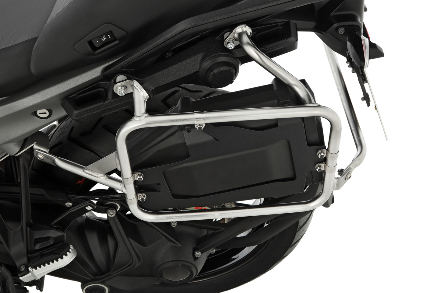 Toolbox with programmable lock suitable for Wunderlich luggage rack R 1300 GS - For original BMW keys - black