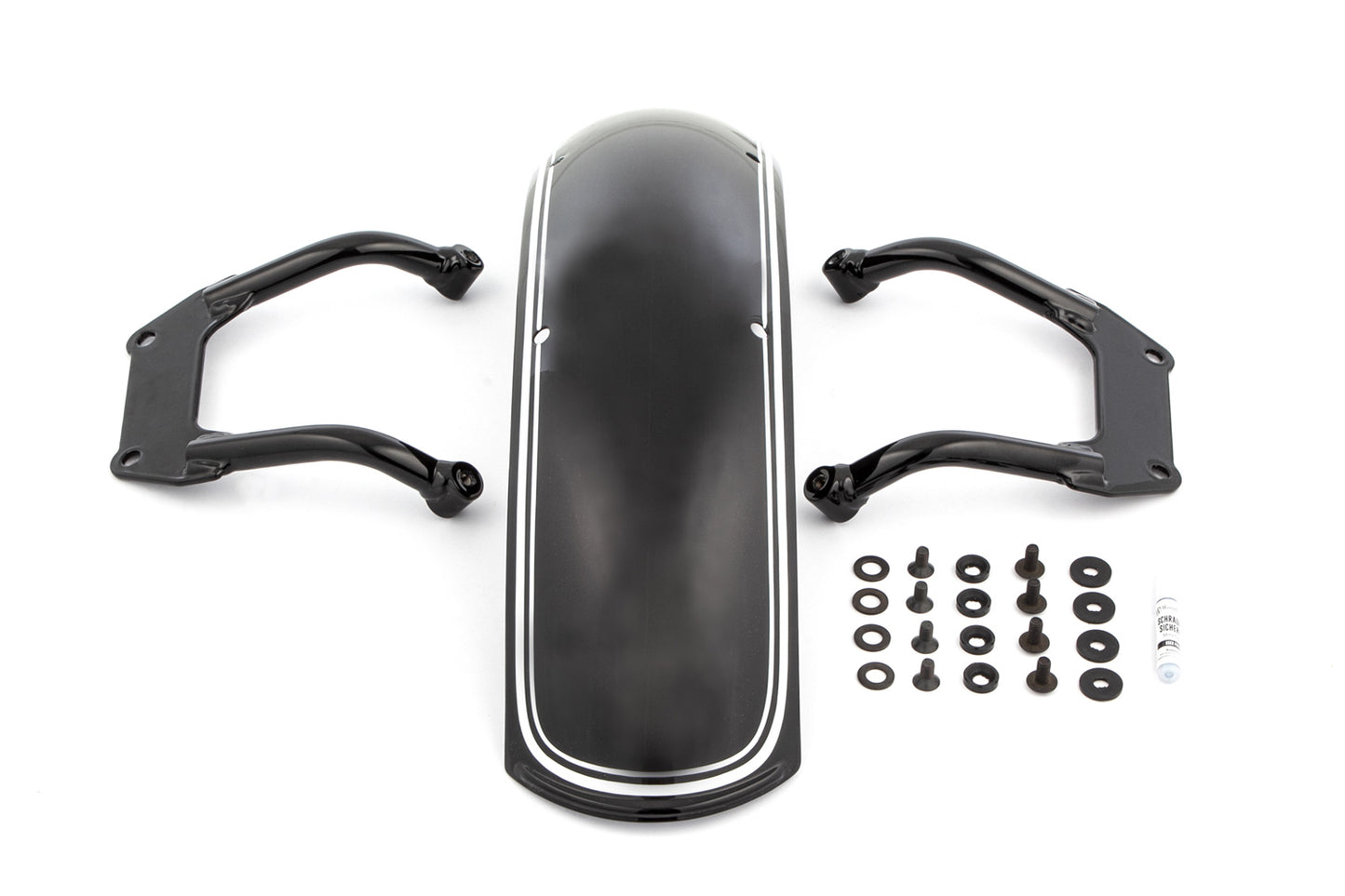 Front fender »RockBob« - Blackstorm Metallic -  white striped
