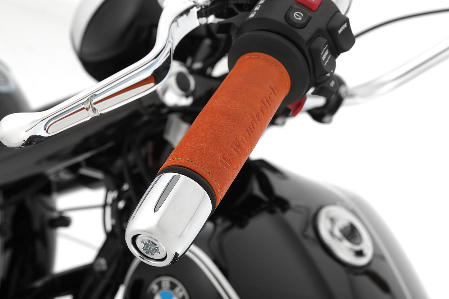 leather sleeves for the handles on the BMW R 18 - brown - Set