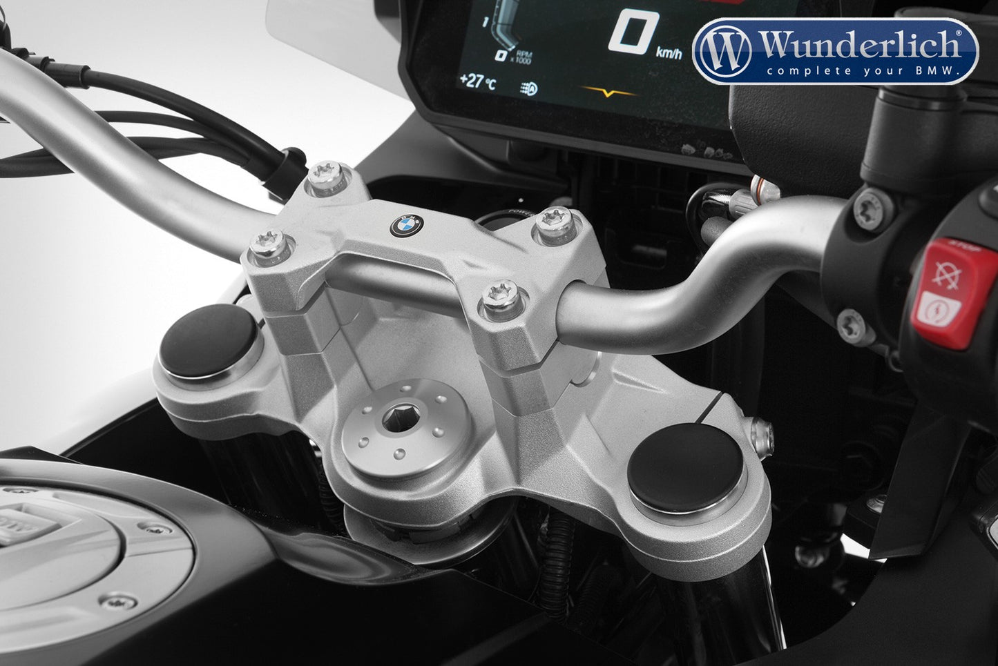 Wunderlich ERGO handlebar riser for models without a BMW sat nav - silver