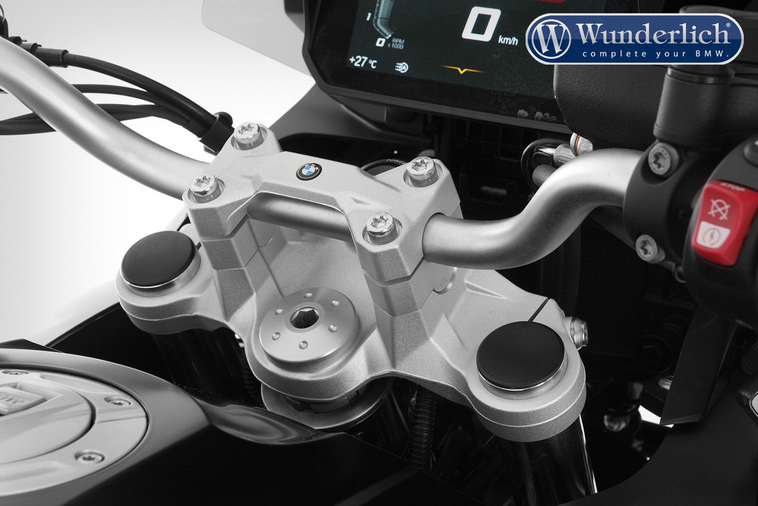 Wunderlich ERGO handlebar riser for models without a BMW sat nav - silver