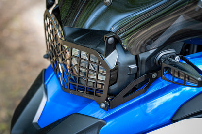 foldable headlight protection grille - With screen reinforcement bracket - black