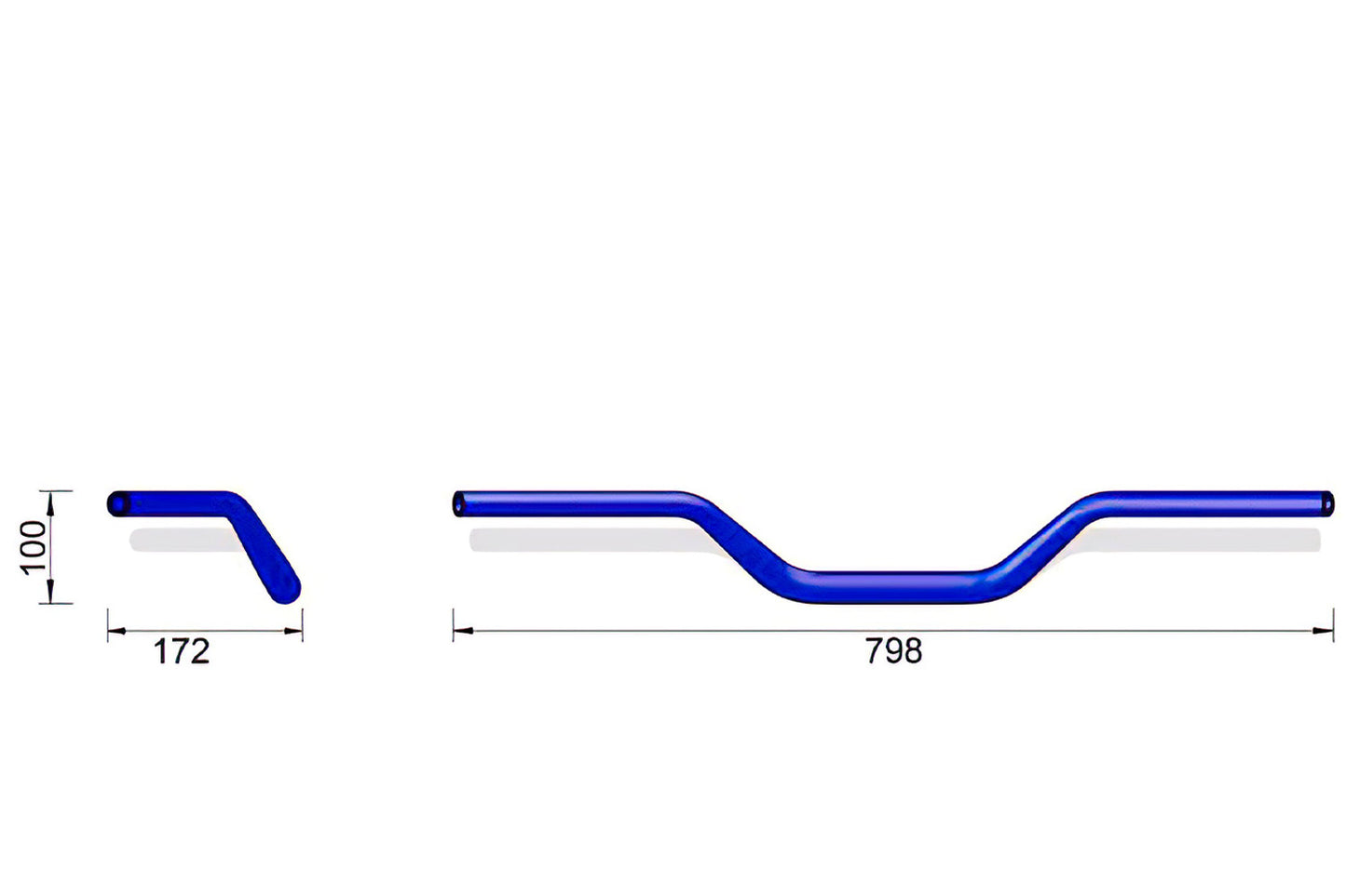 Tube-style handlebar - pre-drilled - silver