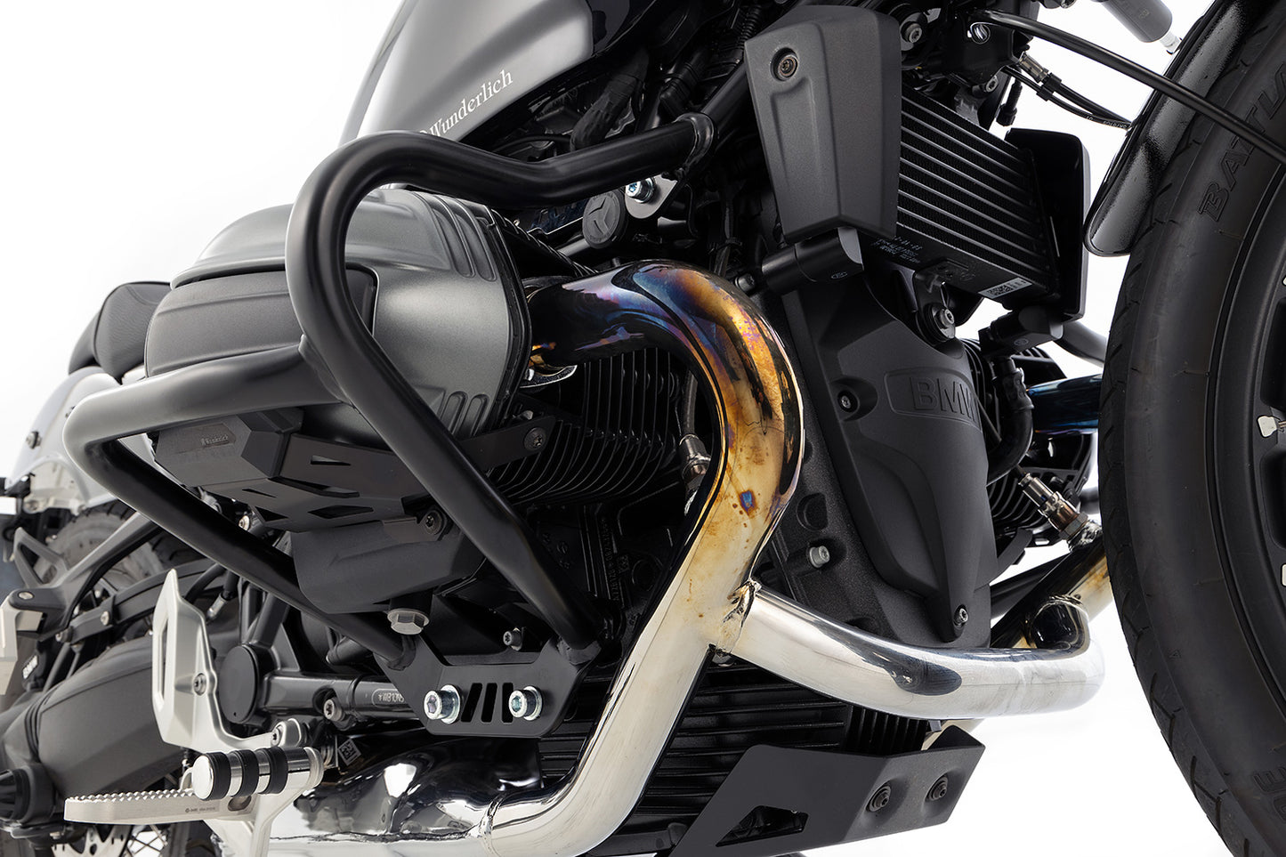 Widening set for R 12 + nineT engine protection bar - black