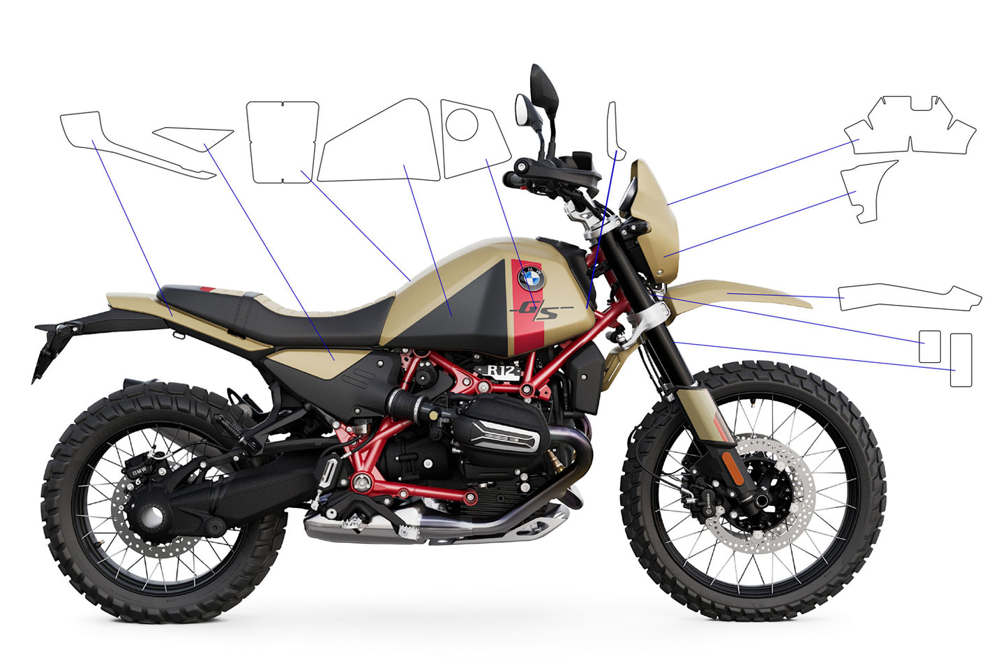 PremiumShield paint protection film BMW R 12 G/S complete set - Matte