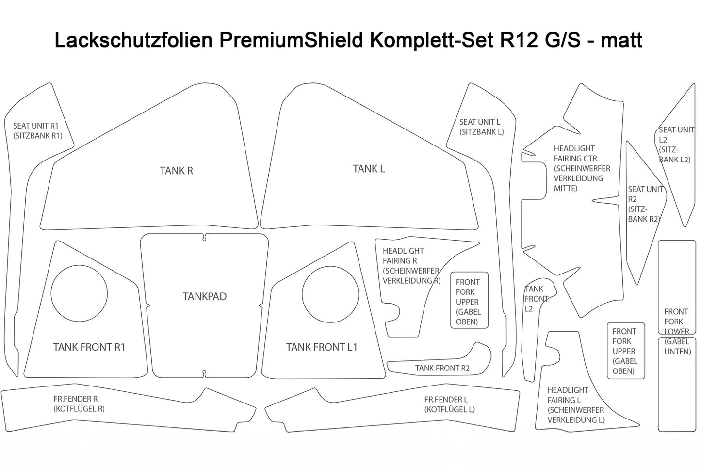 PremiumShield paint protection film BMW R 12 G/S complete set - Matte