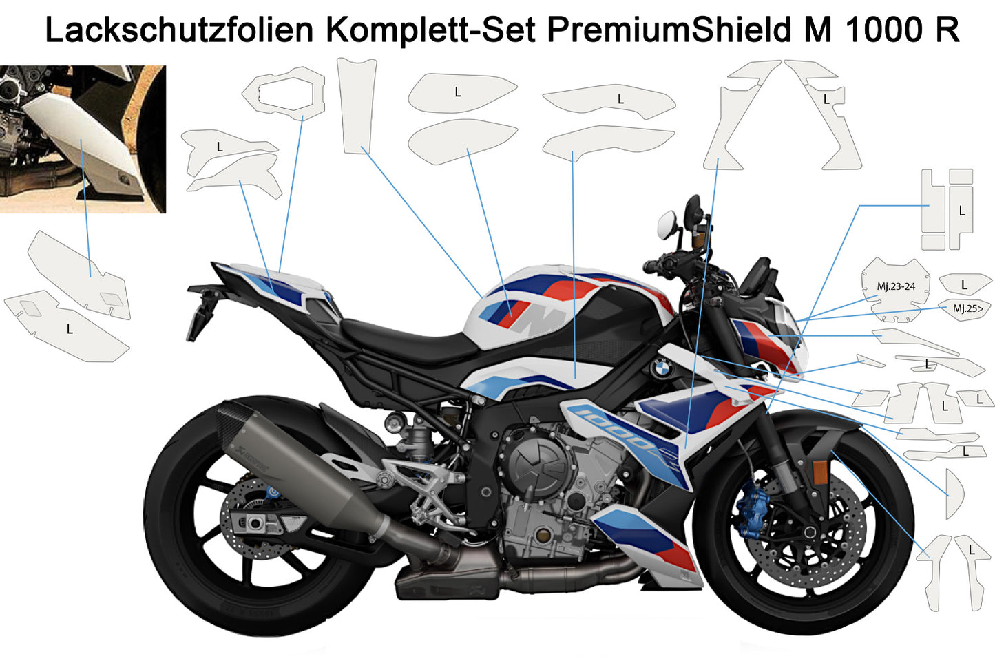 Complete paint protection set PremiumShield M 1000 R - clear