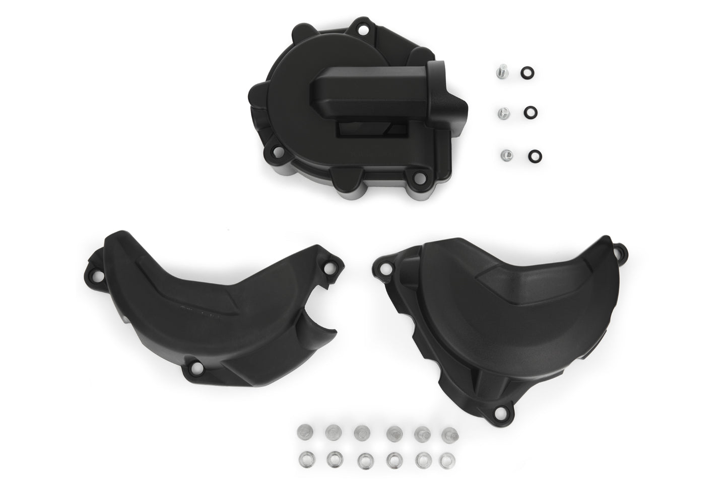 protective cover set for clutch, alternator and water pump - black
