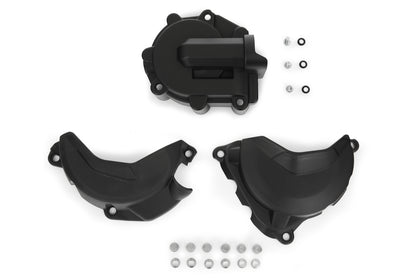 protective cover set for clutch, alternator and water pump - black