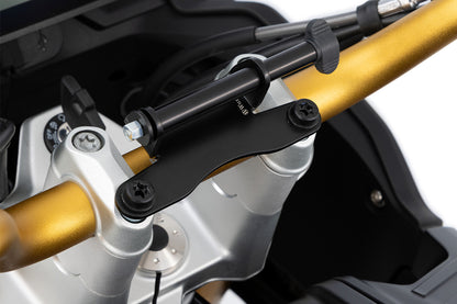 Device carrier for handlebar clamp with handlebar riser – F 450 GS - black