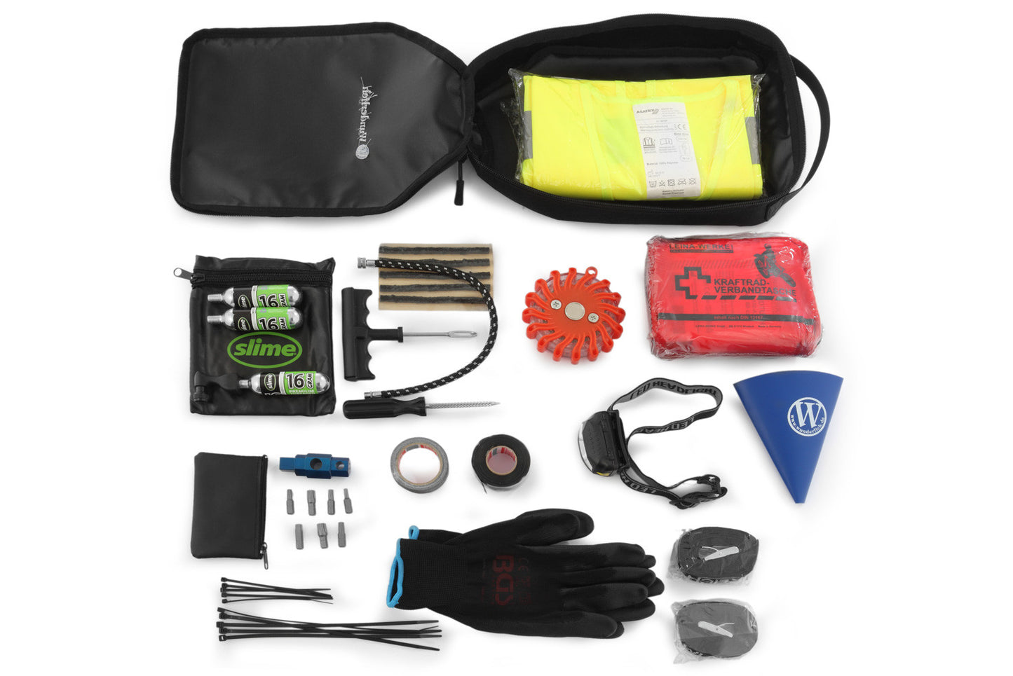 Interior bag for tool box - incl. breakdown kit - black