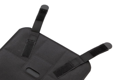 Black carrying case with straps on a white background