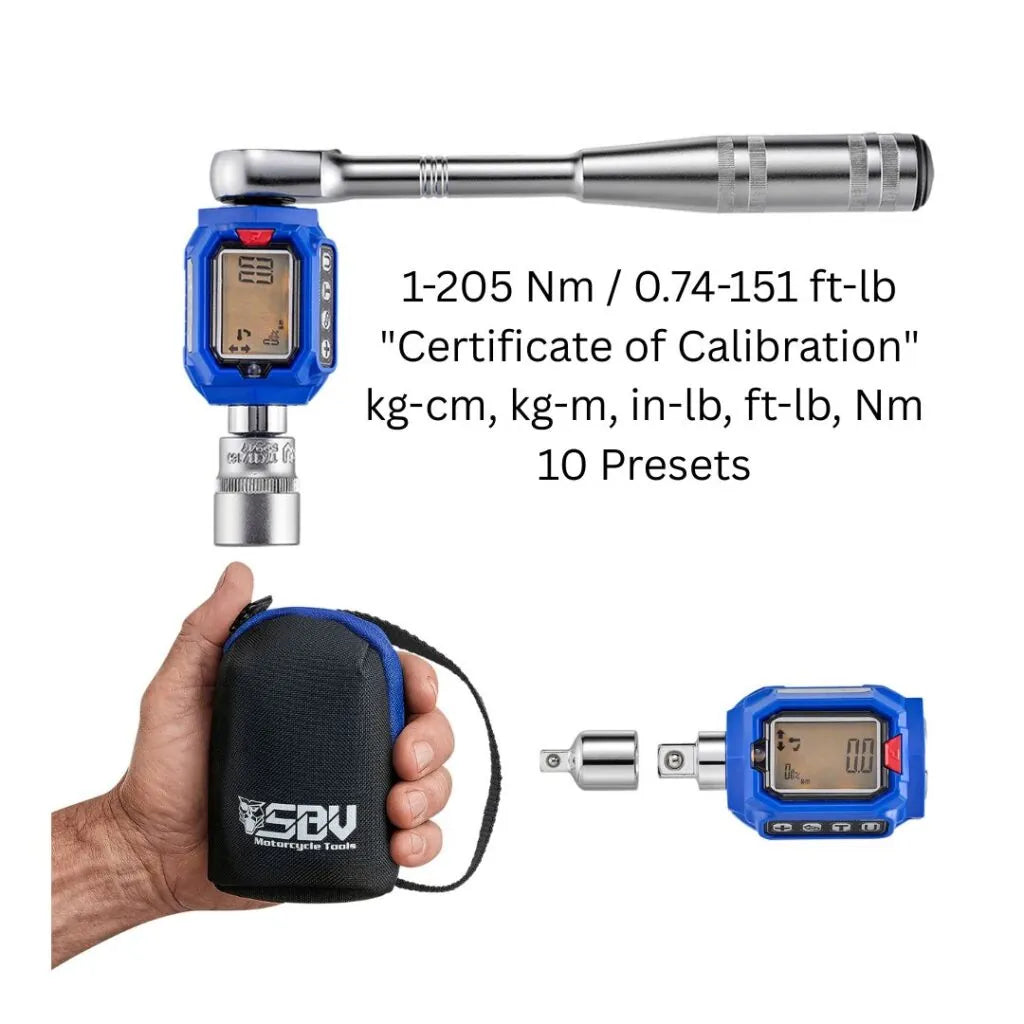SBV TOOLS 3/8” Digital Torque Adapter, 1-205 Nm / 0.74-151 ft-lbs