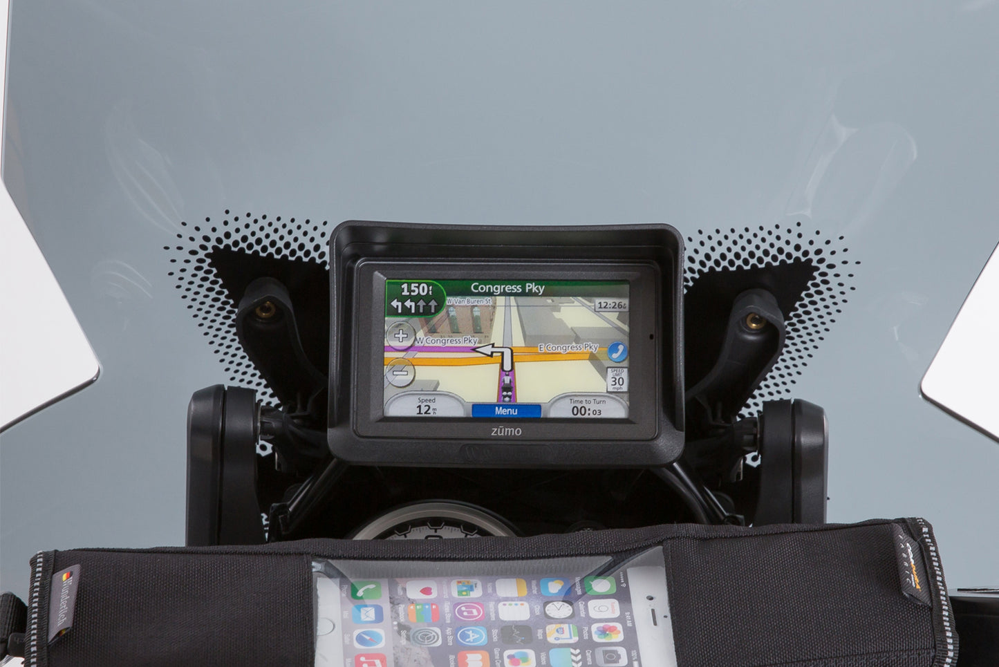 Device glare shield BMW Navigator IV + Garmin Zumo 660 - black