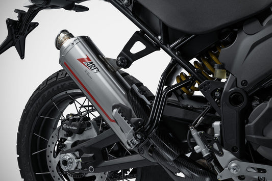 ZARD »Sabbia« slip-on 2-1 silencer with carbon cover for the Ducati DesertX - stainless steel